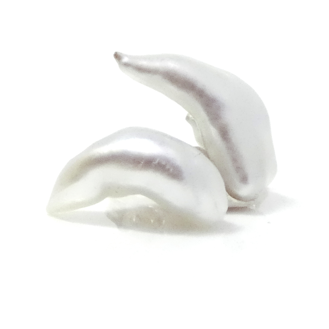 White South Sea Keishi Crescent Pearl Stud Earrings